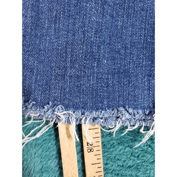 Guess Jeans Size 30 Womens Blue Pants Stretch Denim Mid Rise Fray Hem Cropped - Picture 8 of 13